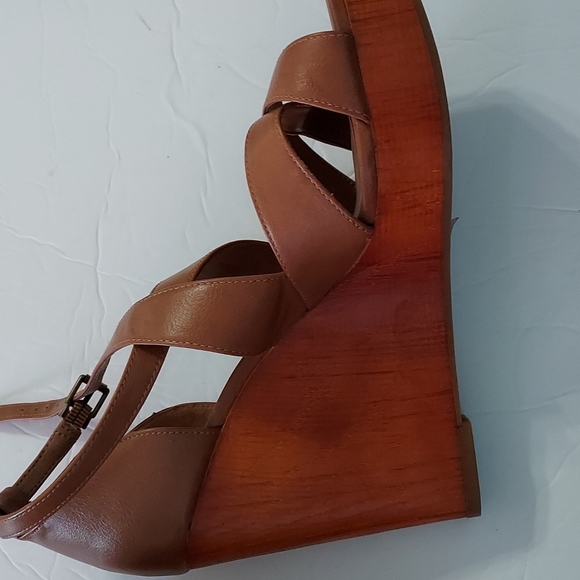 Lucky Brand Strappy Platform Wedge Size 8 M/38,Tan - Picture 14 of 16